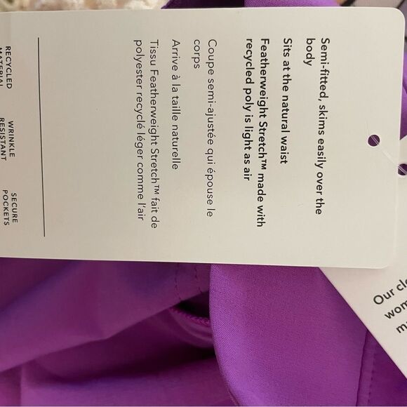 Athleta Brooklyn Heights Vienna Slim Pants Jazzy Purple Size 6 NWT - Picture 9 of 9